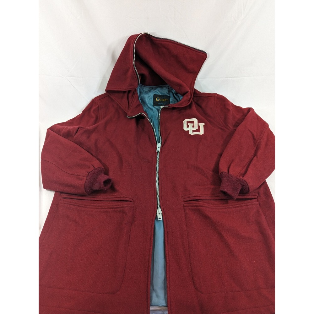 Vintage 60,70s Wool Knitted Heavy Hooded Poncho Zip Oklahoma Sooners OU Men's XL